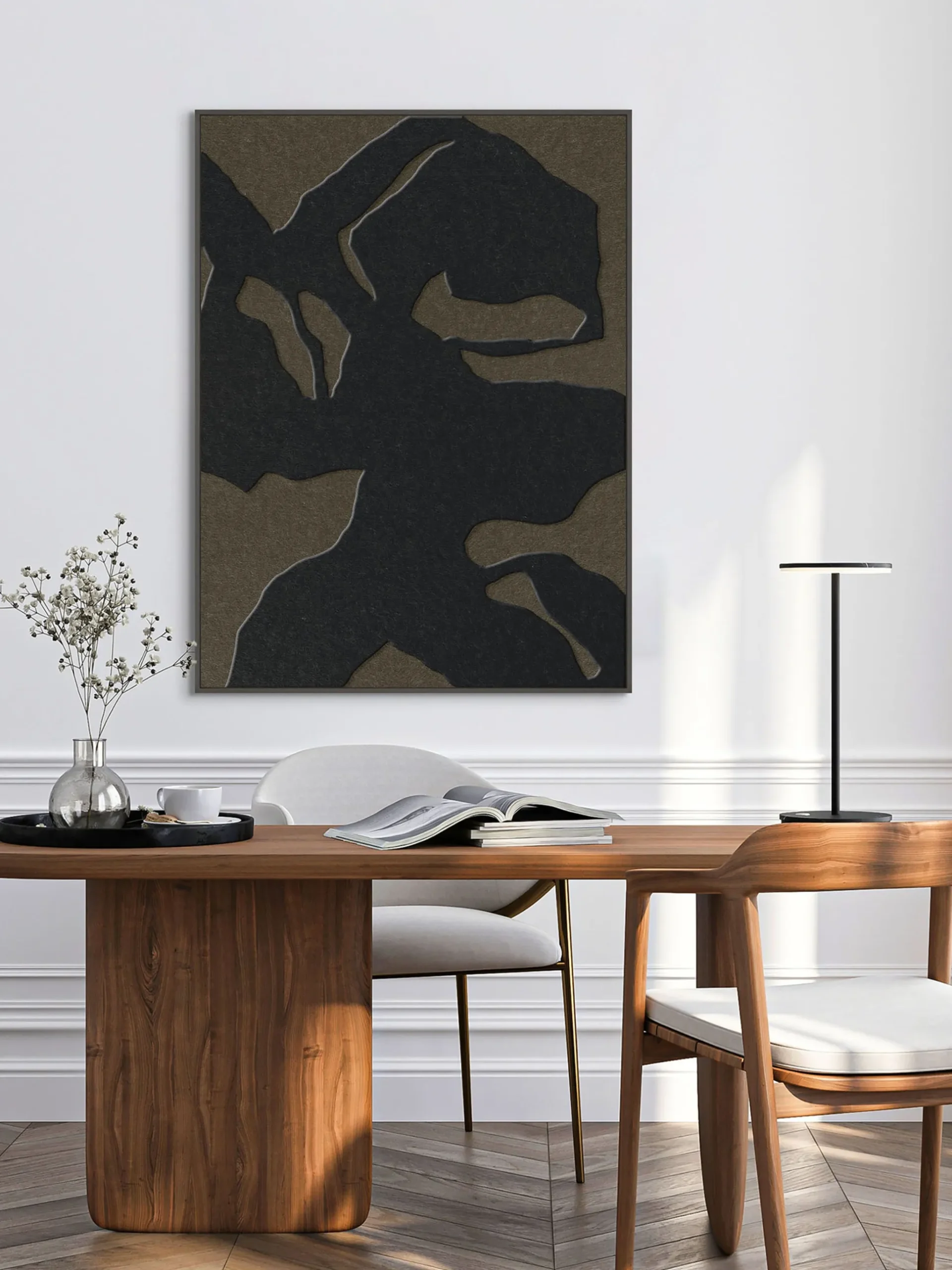 Arte da parete acustica Silent Shadows con cornice in legno