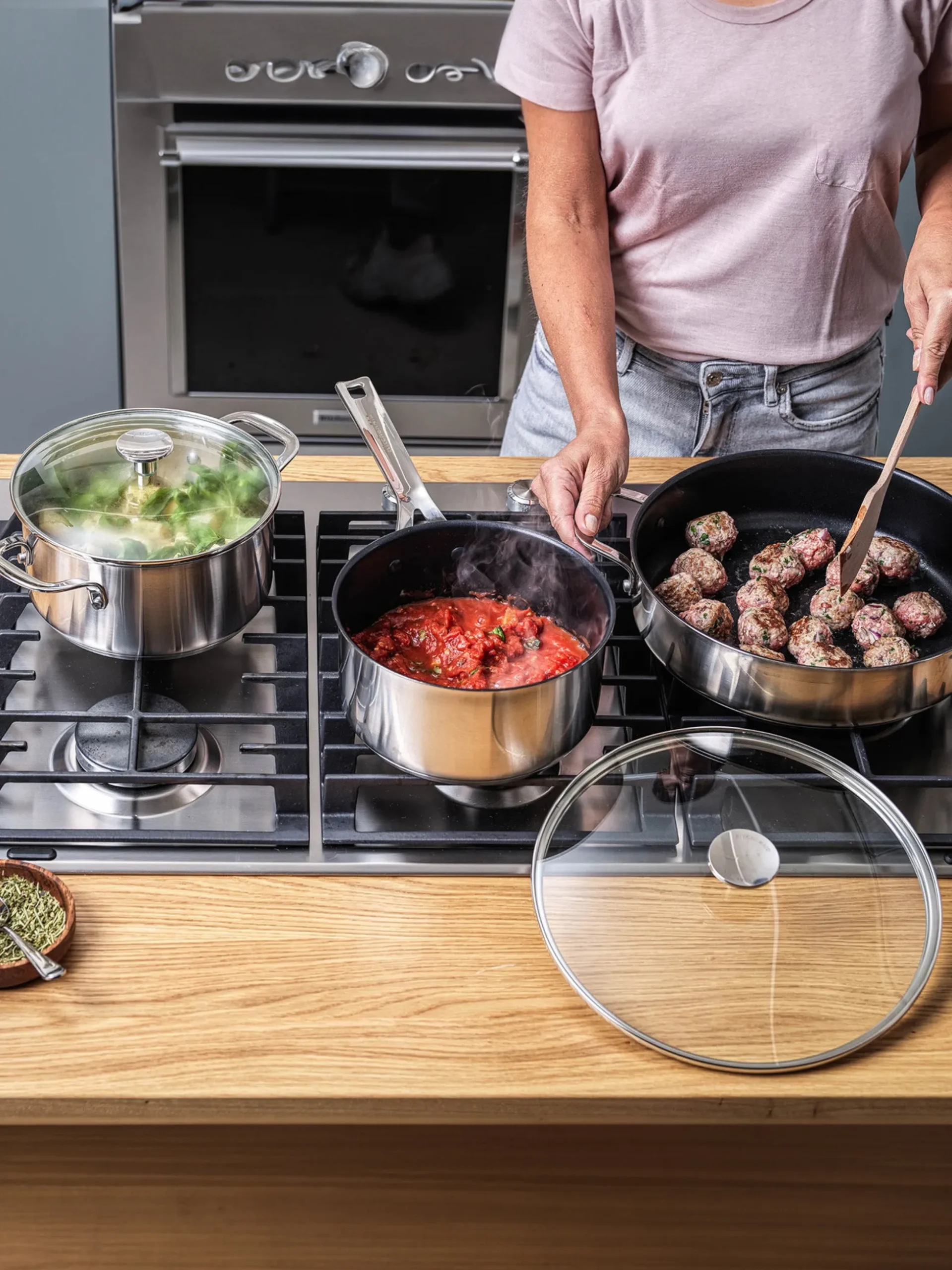 Batteria di pentole con rivestimento antiaderente KitchenAid, set da 7