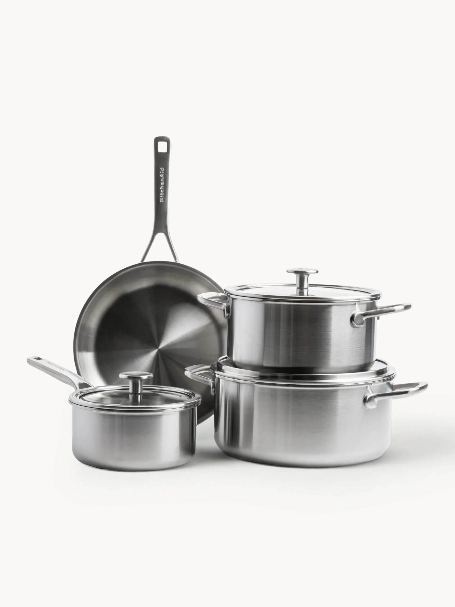 Batteria di pentole da cucina con tre strati KitchenAid, set da 7