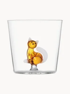 Bicchiere in vetro borosilicato fatto a mano Tabby Cat