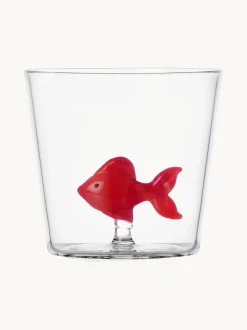 Bicchiere in vetro borosilicato fatto a mano Red Fish