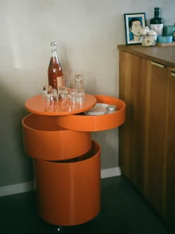 Contenitore a rotelle tondo Barboy, design Verner Panton
