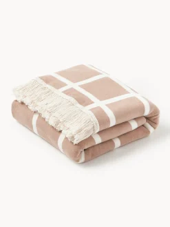 Coperta a quadri reversibile con frange Edison