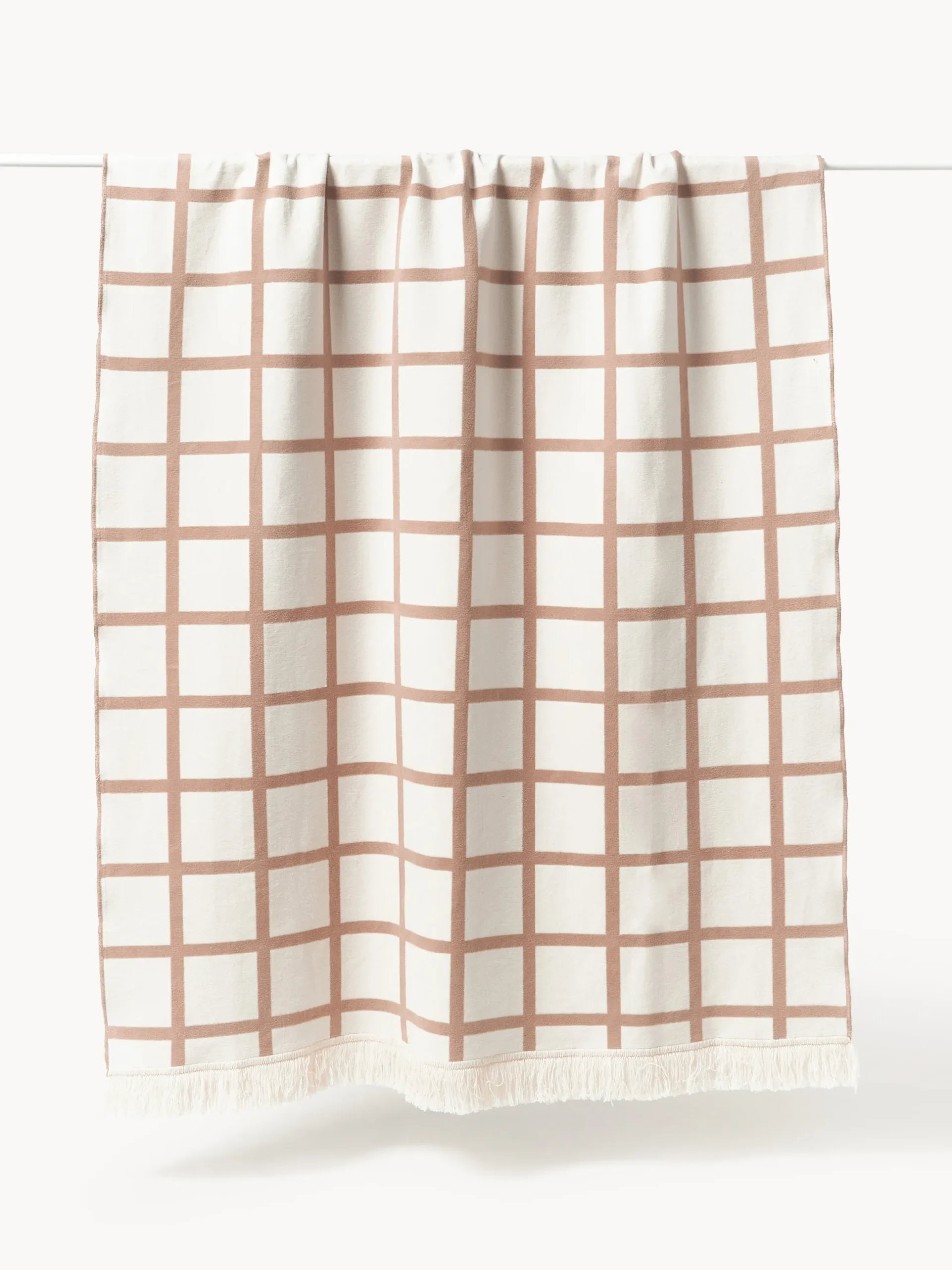 Coperta a quadri reversibile con frange Edison