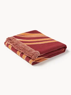 Coperta in cotone reversibile con frange Alia