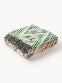 Coperta in lana con frange Plume