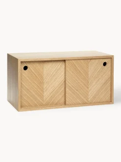 Credenza da parete in legno di quercia con motivo spina di pesce Herringbone