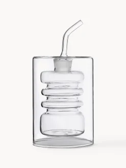 Distributore aceto e olio in vetro borosilicato fatto a mano Rings alt. 16 cm