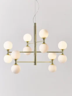 Lampada a sospensione grande con sfere in vetro opale Grover