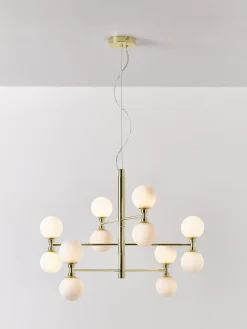 Lampada a sospensione grande con sfere in vetro opale Grover