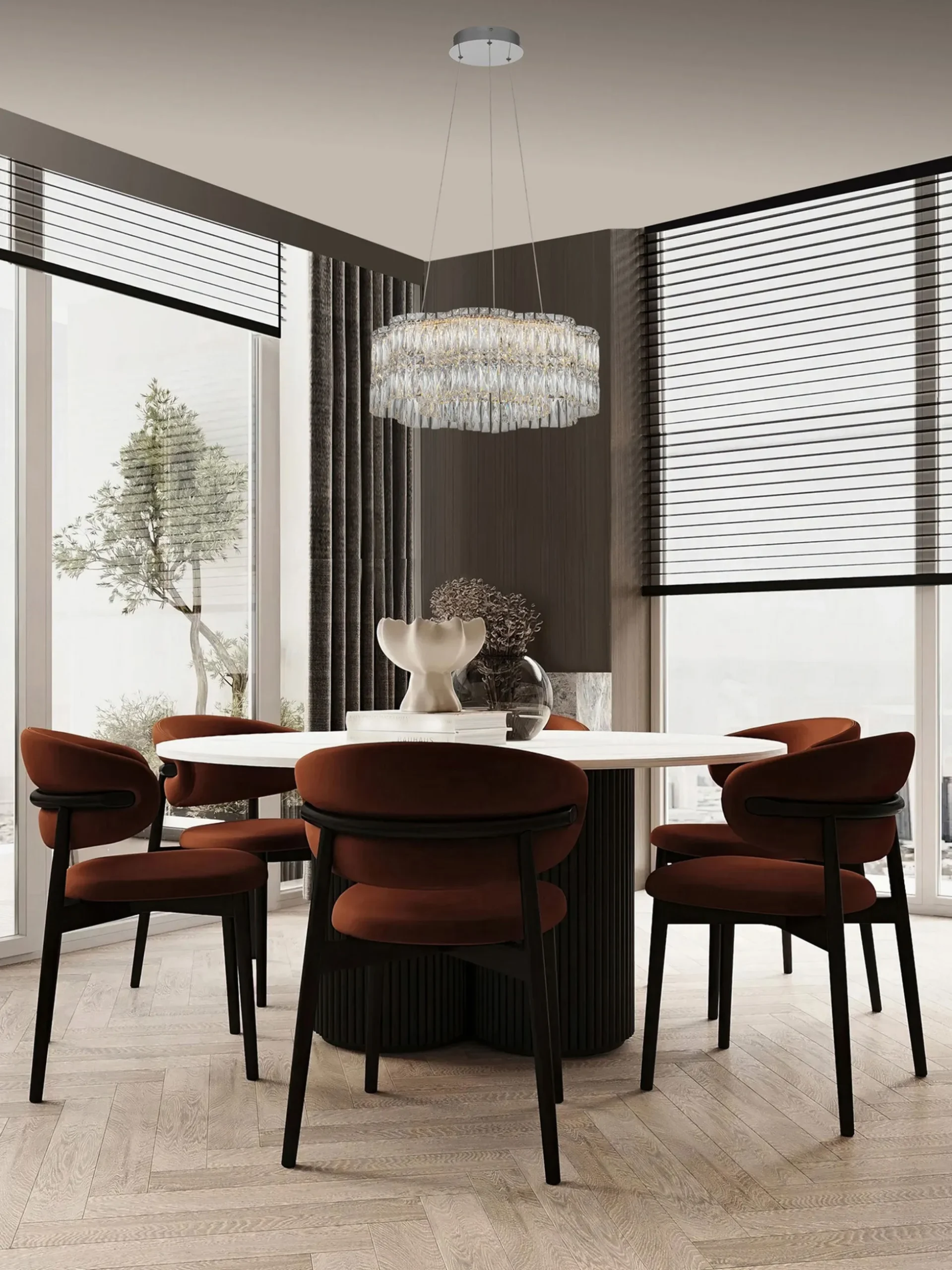 Lampadario in cristallo a LED con luce regolabile Nuvia