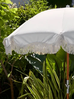 Ombrellone pieghevole con frange Retro, Ø 180 cm