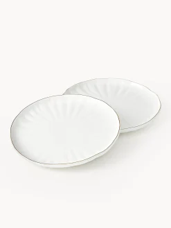 Piatti colazione in porcellana con rilievo Sali 2 pz