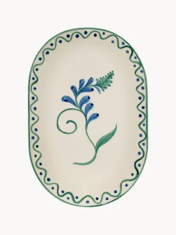 Piatto da portata dipinto a mano Indigo Flora