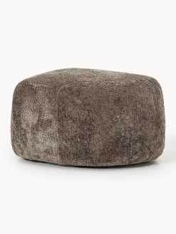 Poggiapiedi ovale in teddy bouclé Wolke