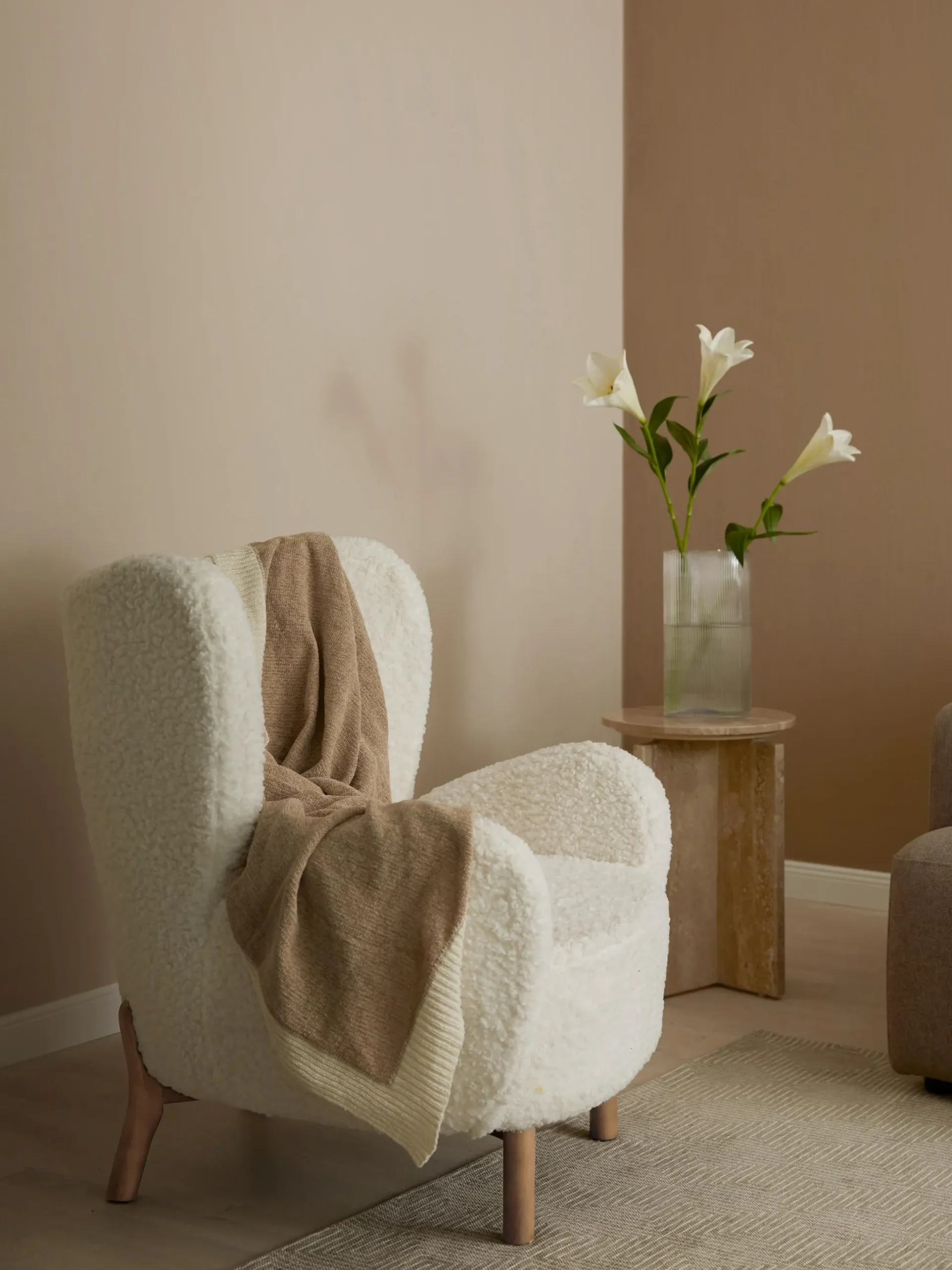 Poltrona Bergère in teddy Kalia