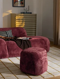Pouf alto in teddy bouclé Wolke