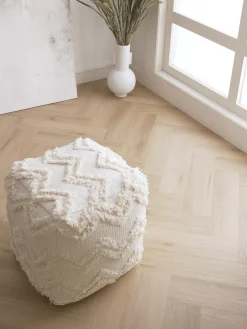Pouf con motivo trapuntato a zigzag Akesha