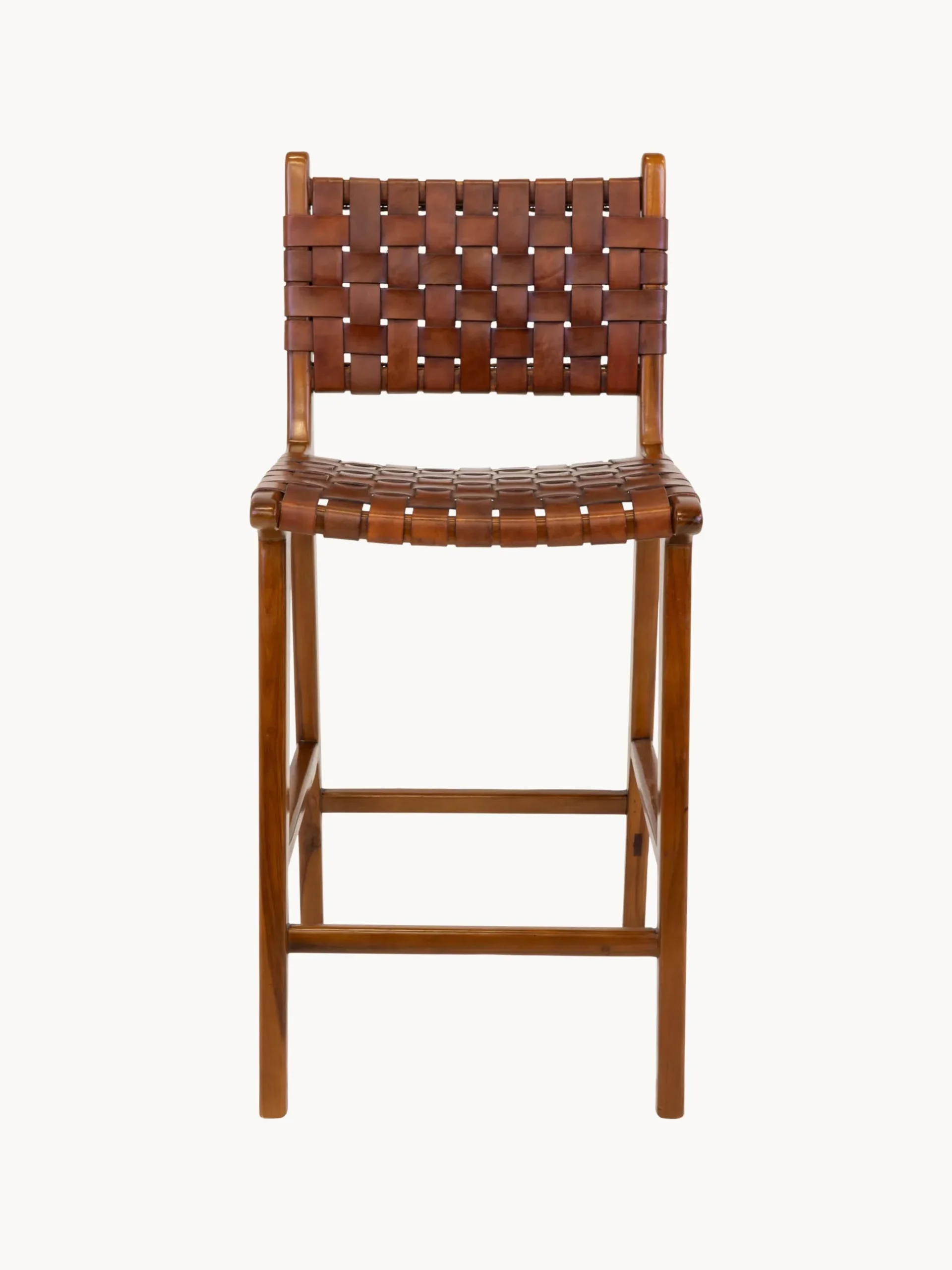 Sedia alta intrecciata in legno di teak Perugia