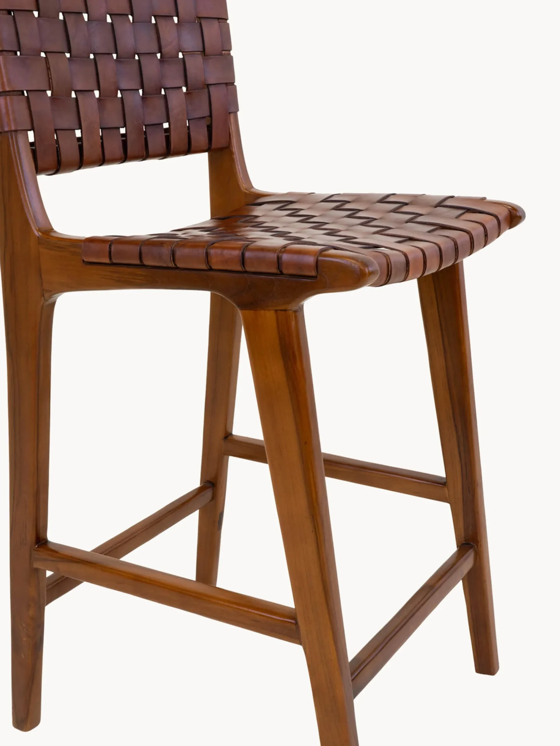 Sedia alta intrecciata in legno di teak Perugia