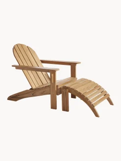 Sedia a sdraio da giardino in legno di teak fatta a mano con sgabello Adirondack