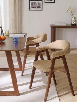 Sedia con braccioli con rivestimento bouclé Nik