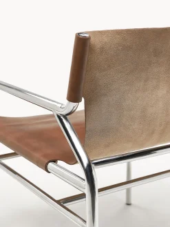 Sedia con braccioli in pelle Dion