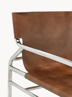 Sedia con braccioli in pelle Dion