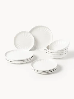 Servizio di piatti in porcellana con rilievo Sali, 4 persone (12 pz)