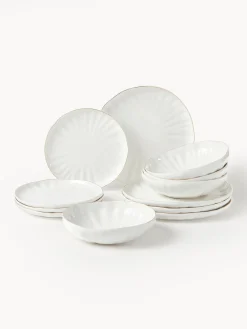 Servizio di piatti in porcellana con rilievo Sali, 4 persone (12 pz)