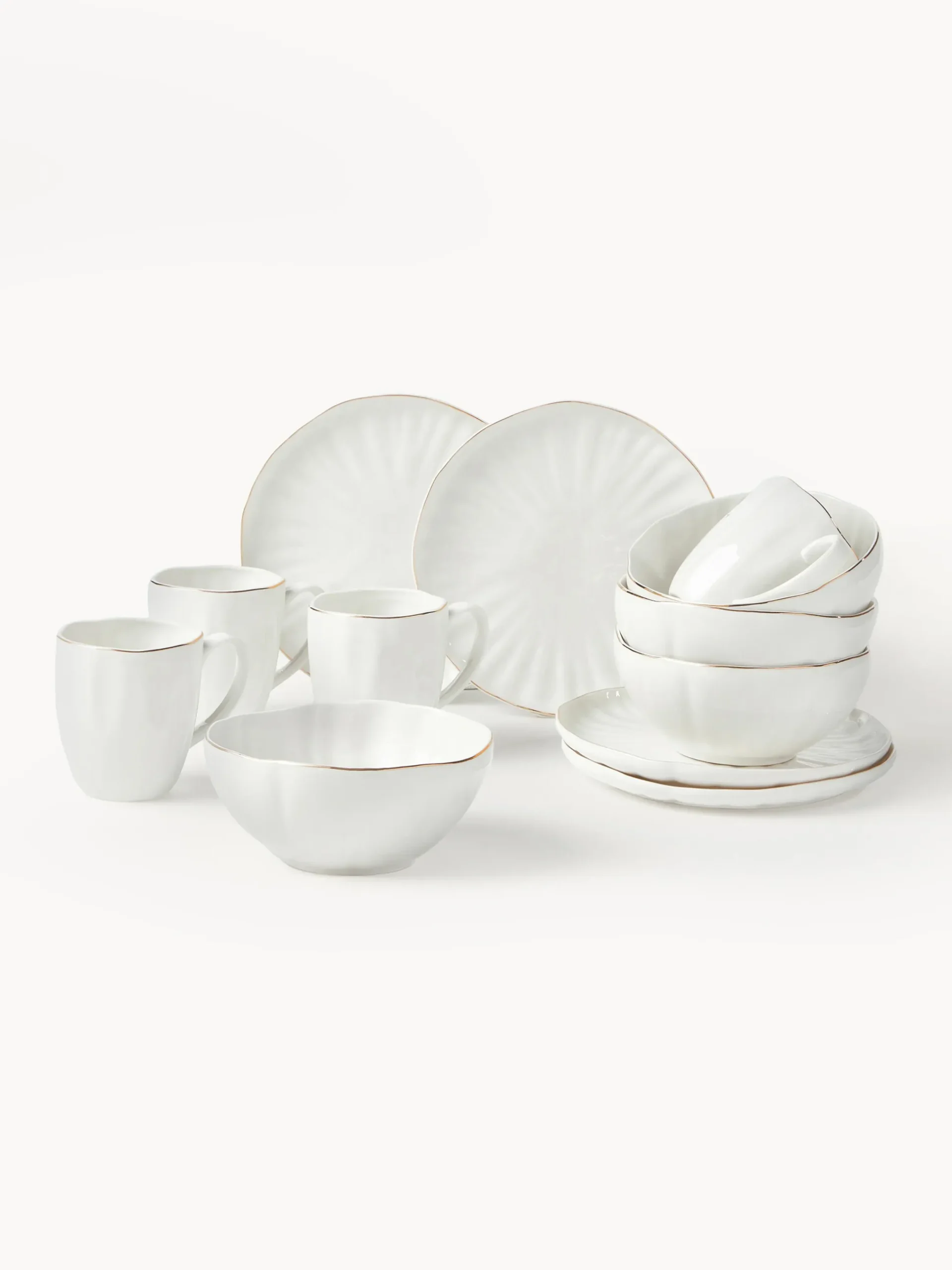 Servizio di stoviglie in porcellana con rilievo Sali, 4 persone (12 pz)
