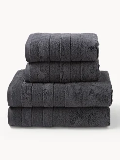Set di asciugamani con bordo rigato Luxe, varie misure