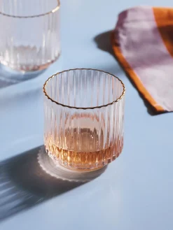 Set di 4 bicchieri acqua in vetro soffiato con bordo dorato Aleo