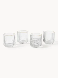 Set di 4 bicchieri acqua in vetro soffiato con bordo dorato Aleo