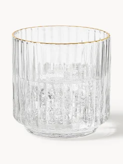 Set di 4 bicchieri acqua in vetro soffiato con bordo dorato Aleo