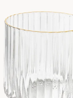 Set di 4 bicchieri acqua in vetro soffiato con bordo dorato Aleo