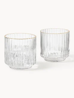 Set di 4 bicchieri acqua in vetro soffiato con bordo dorato Aleo