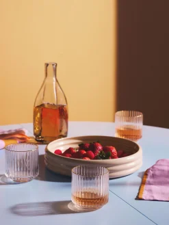 Set di 4 bicchieri acqua in vetro soffiato con bordo dorato Aleo
