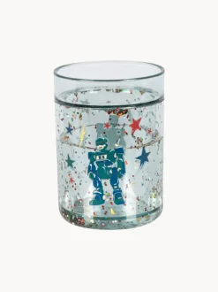 Set di 2 bicchieri glitterati per bambini Hero Robot