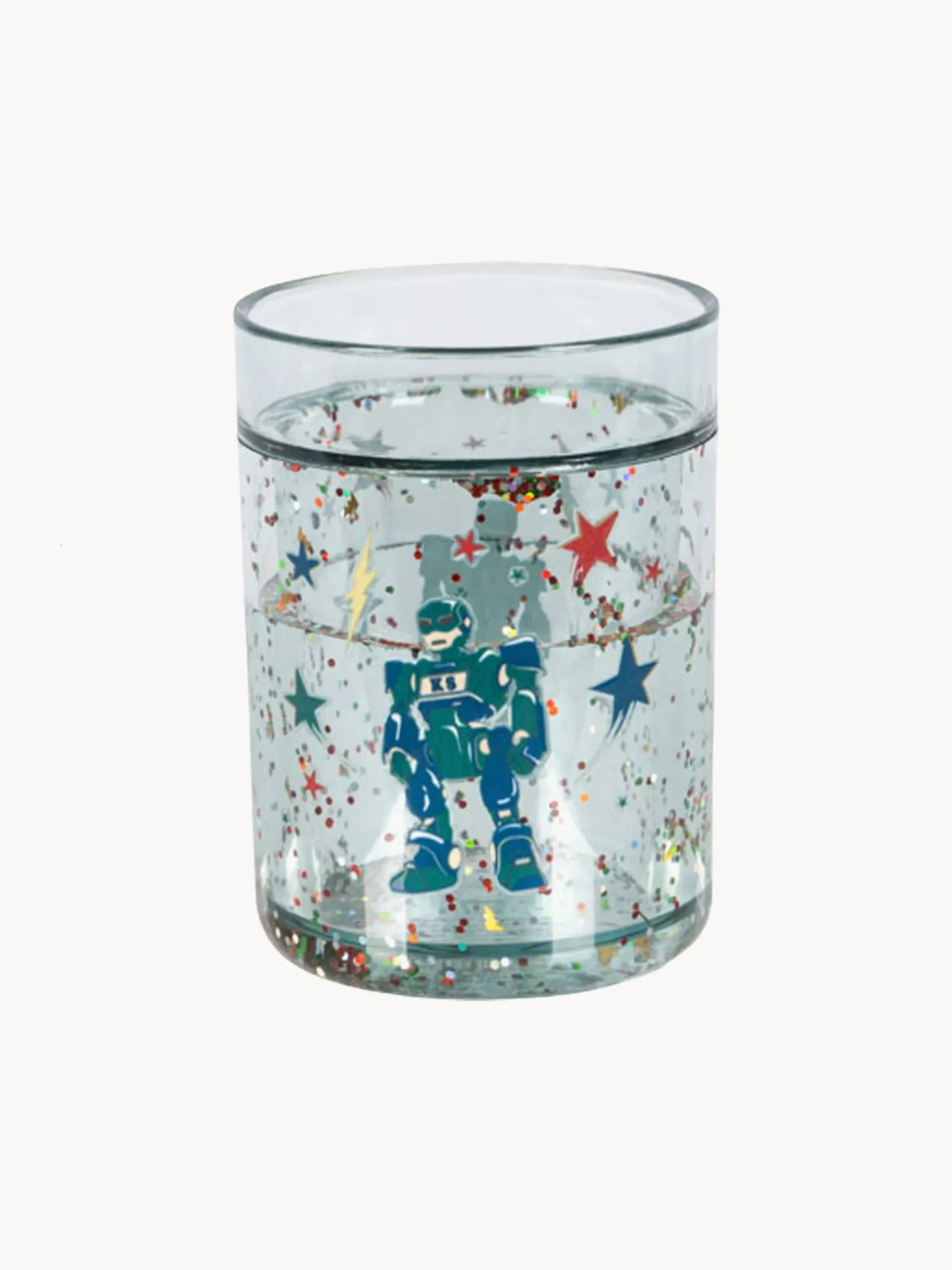 Set di 2 bicchieri glitterati per bambini Hero Robot