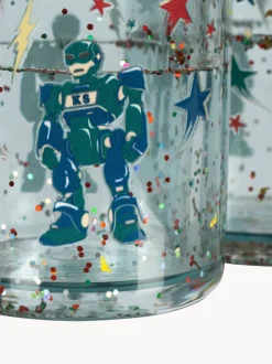 Set di 2 bicchieri glitterati per bambini Hero Robot