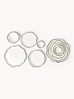 Set di 4 ciotole in porcellana plissettate Bia