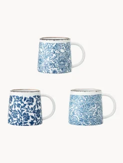 Set di 3 tazze fatte a mano con motivo floreale blu Molly