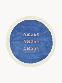 Tappeto rotondo a pelo lungo Amour, fatto a mano