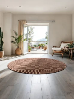 Tappeto rotondo jacquard lavabile da interno-esterno Berber
