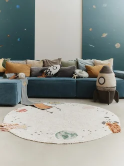 Tappeto rotondo per bambini lavabile Interstellar Journey