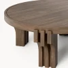 Tavolino rotondo da salotto in legno di quercia Nolan