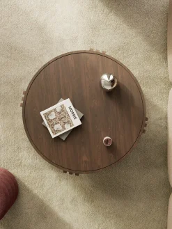 Tavolino rotondo da salotto in legno di quercia Nolan