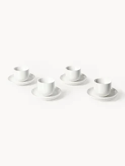 Tazze caffè in porcellana con piattino Nessa 4 pz