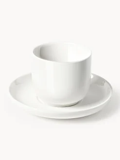 Tazze caffè in porcellana con piattino Nessa 4 pz